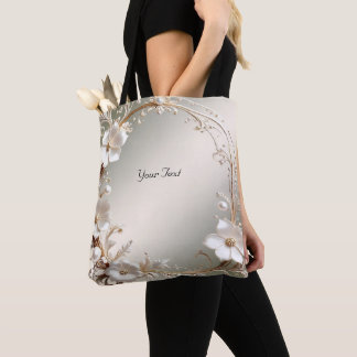 Bolsa Tote Moldura Floral Branca Ornamentada