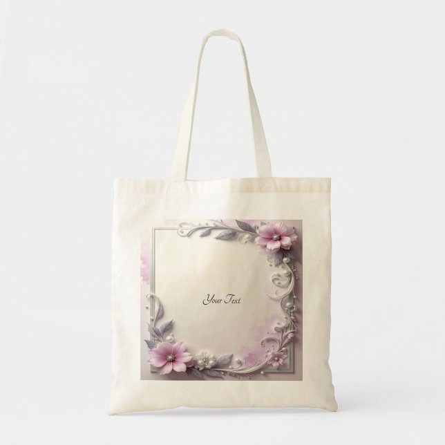 Bolsa Tote Moldura Floral Rosa (Frente)