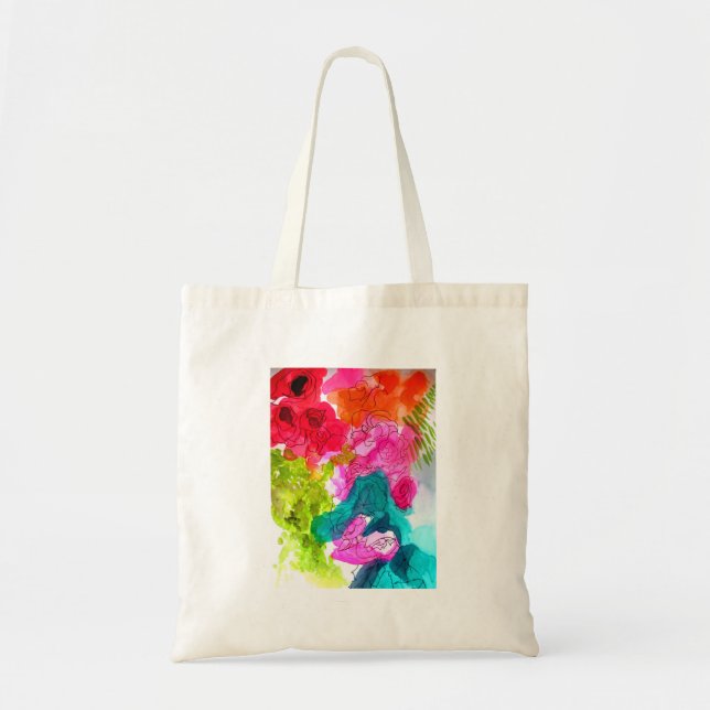 Bolsa Tote Molho Flores de água abstrato (Frente)