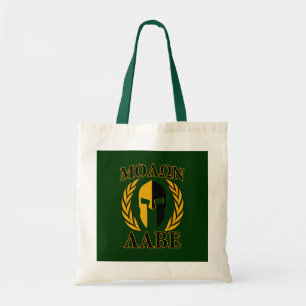 Bolsa Tote Molon Labe Spartan Mask Laurels Dourados