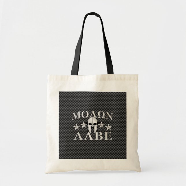 Bolsa Tote Molon Labe Spartan Warrior 5 estrelas Carbono (Frente)