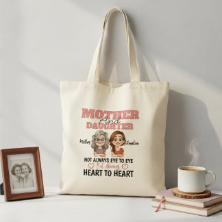 Bolsa Tote Mom Daughter Love Across Distance Heart to Hear