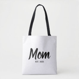 Bolsa Tote Mom Established Date Black Script Custom Text