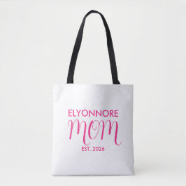 Bolsa Tote Mom Established New Mom Gift Black Custom Name 