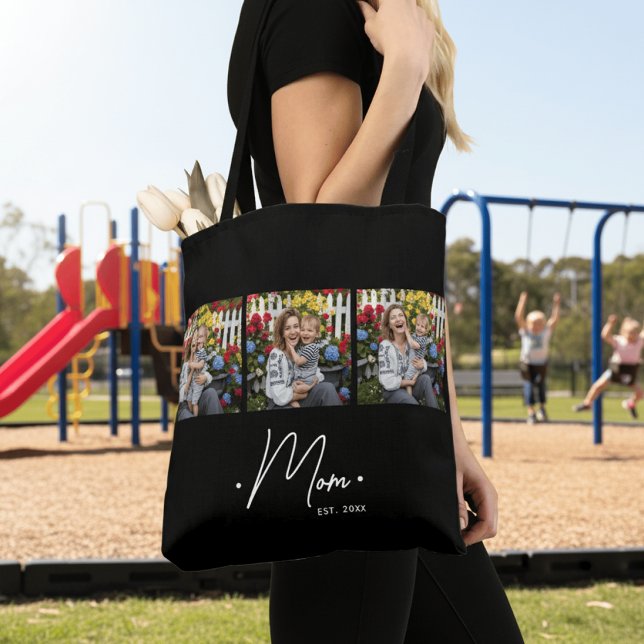 Bolsa Tote Mom Established Script 3 Photo Black (Criador carregado)