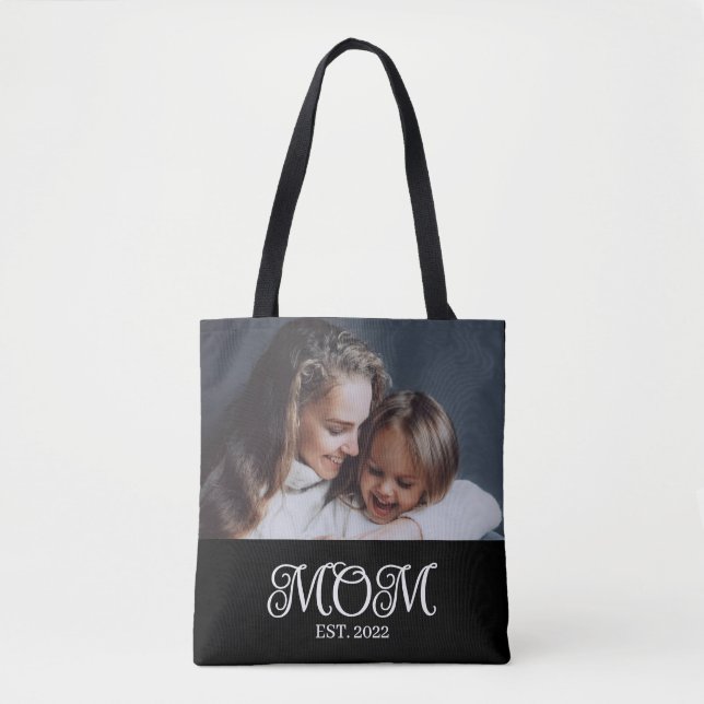 Bolsa Tote Mom Established Script Black Photo (Frente)