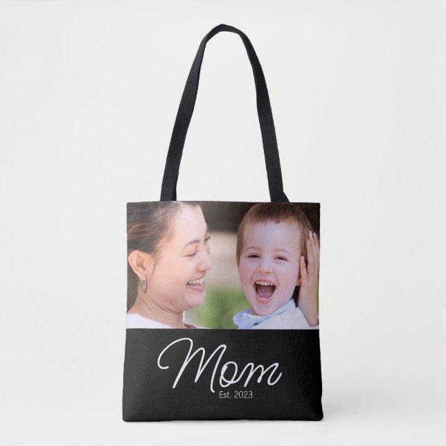 Bolsa Tote Mom Established Script Black Photo (Frente)
