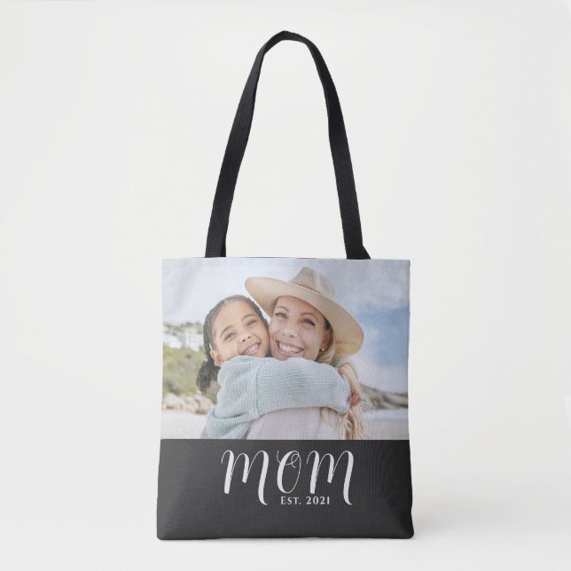 Bolsa Tote Mom Established Script Black Photo (Frente)