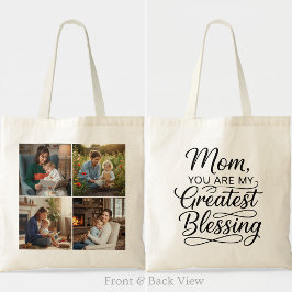 Bolsa Tote Mom Greatest Blessing 4 Photo Custom Grid Modern
