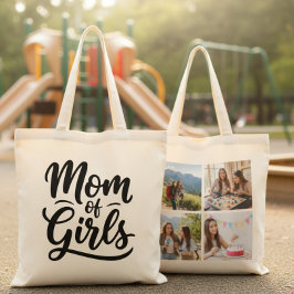 Bolsa Tote Mom of Girls Brush Script Four Photo