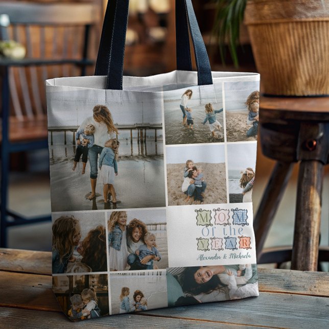 Bolsa Tote Mom of the Year Patchwork Photo Design (Criador carregado)