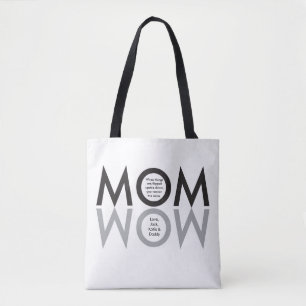 Bolsa Tote MOM, WOW, personalizado, presente de dia de as mãe
