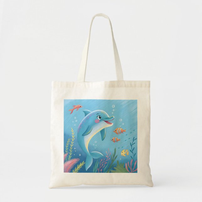 Bolsa Tote Momentos Alegres de Golfinhos (Frente)