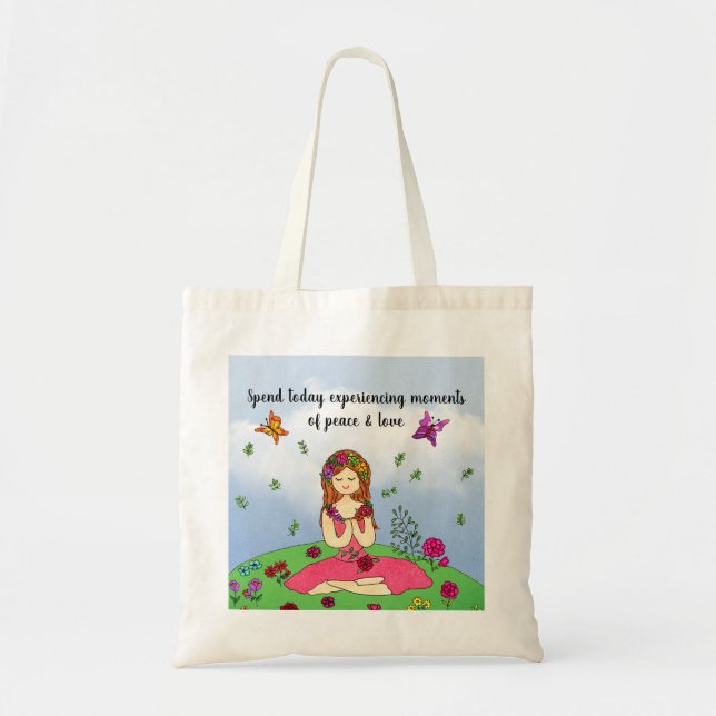Bolsa Tote Momentos de Paz e Amor Tote Bag (Frente)