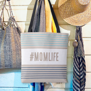 Bolsa Tote Momlife turquesa azul e bege