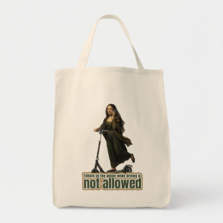 Bolsa Tote Mona Lisa on the phone  riding a kick scooter