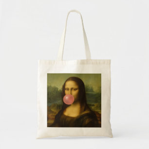 Bolsa Tote Mona Lisa Piscando Goma-Bolha Rosa