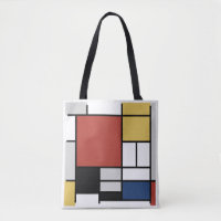 Mondrian Painting Red Plane Yellow Black Cinza Blu