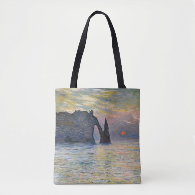 Bolsa Tote Monet - Manneport, Cliff em Etretat, Sunset (Frente)