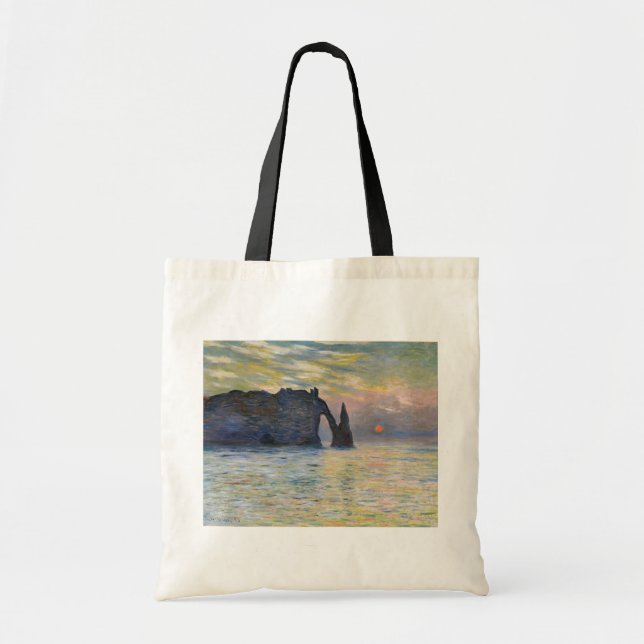 Bolsa Tote Monet - Manneport, Cliff em Etretat, Sunset (Frente)