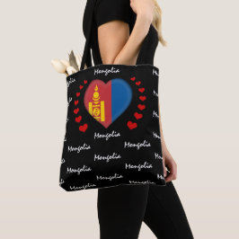 Bolsa Tote Mongólia Flag & Heart Mongólia Flag fashion /sport