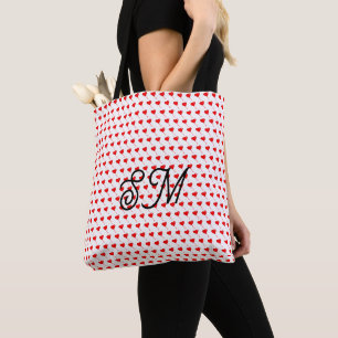 Bolsa Tote Mongram Coração Vermelho Balão Feminino Branco Tod