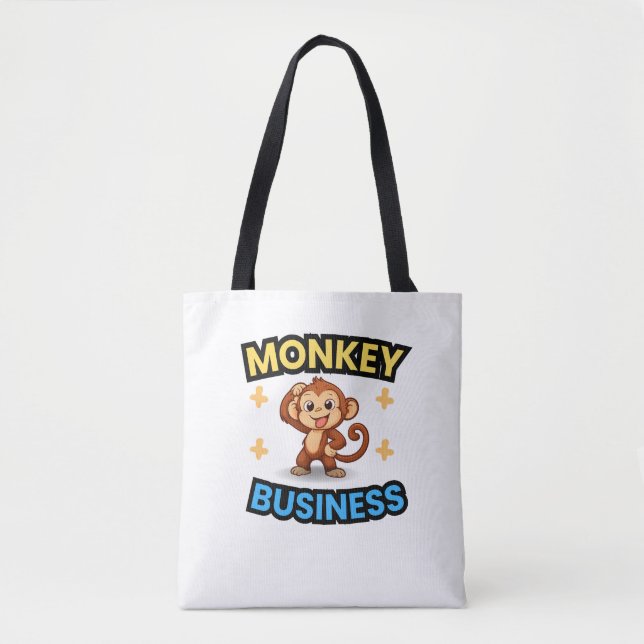 Bolsa Tote Monkey Business Funny  (Frente)