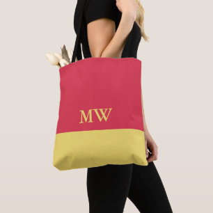 Bolsa Tote Monogram Color Block Rosa Escuro e Amar