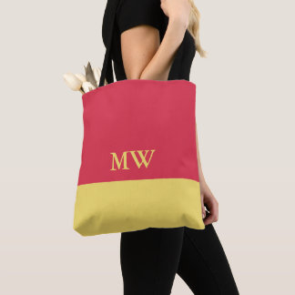 Bolsa Tote Monogram Color Block Rosa Escuro e Amar