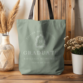 Bolsa Tote Monogram Crest Sage Green White Graduation