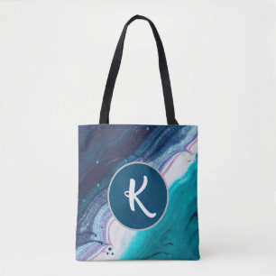 Bolsa Tote Monograma Abstrato Ocean Blues