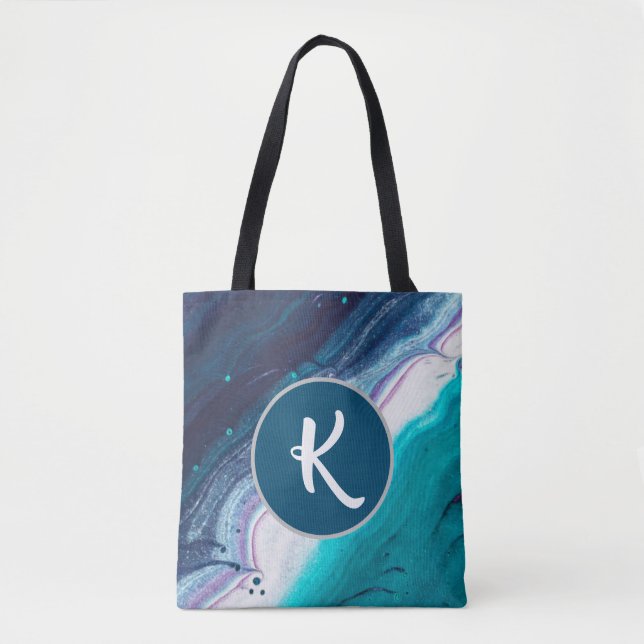 Bolsa Tote Monograma Abstrato Ocean Blues (Frente)