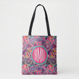 Bolsa Tote Monograma animal do teste padrão   do estilo