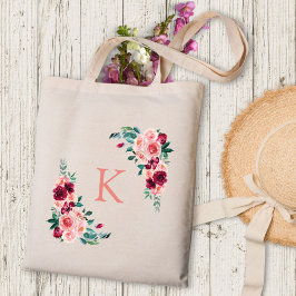 Bolsa Tote Monograma Aquarela Boho Rosa Brilhante Rosa