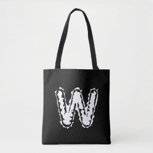 Bolsa Tote Monograma assustador branco a preto