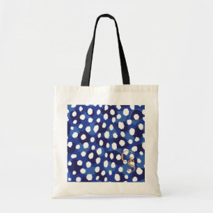 Bolsa Tote Monograma azul e branco chique do impressão da