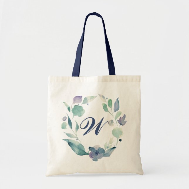 Bolsa Tote Monograma Azul Mola Floral (Frente)