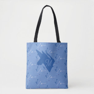 Bolsa Tote Monograma Azul Periwinkle Desenho Gráfico Capricho