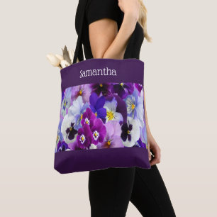 Bolsa Tote Monograma Azul Roxo Brancos Brancos Brancos