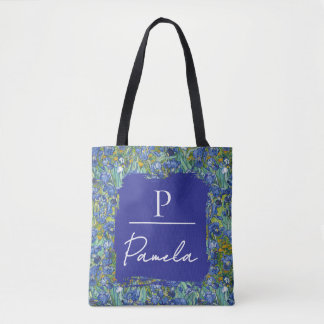 Bolsa Tote Monograma Azul Verde Íris de Van Gogh