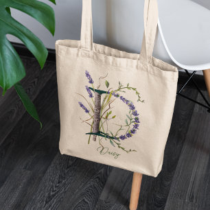 Bolsa Tote Monograma 'B' de Lavanda Botânica com Nome Persona