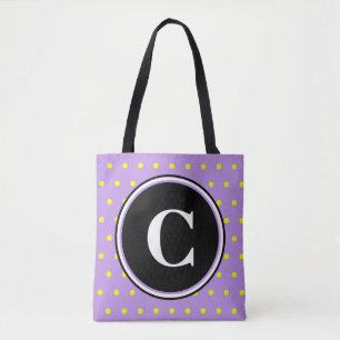 Bolsa Tote Monograma Bolinhas amarelas roxas