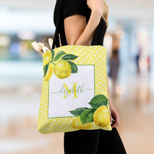 Bolsa Tote Monograma, bolinhas de cor d'água de limão