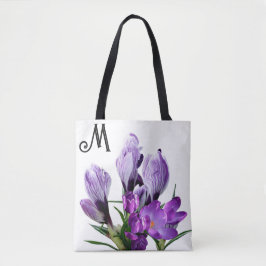 Bolsa Tote Monograma bonito, muleta floral roxa, personalizáv