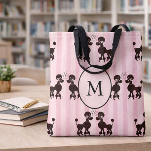 Bolsa Tote Monograma Bonito Pink Poodle Lover