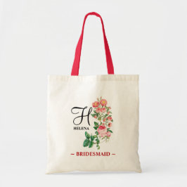 Bolsa Tote Monograma Botânico Floral Personalizado Bridesmaid