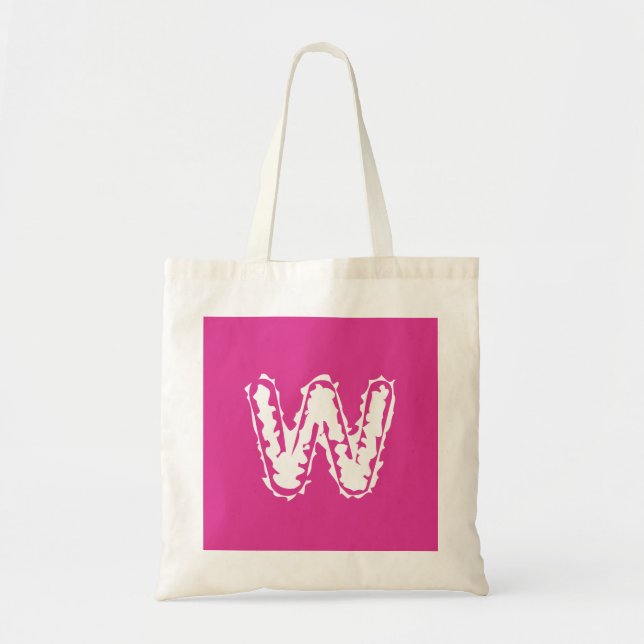 Bolsa Tote Monograma branco assustador a rosa (Frente)