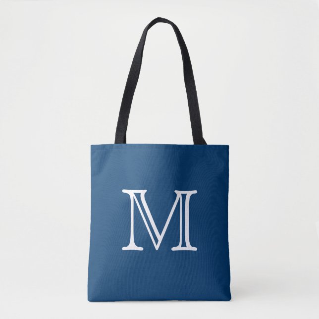 Bolsa Tote Monograma branco azul náutico (Frente)
