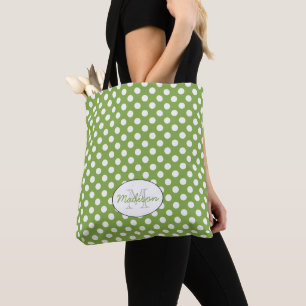 Bolsa Tote Monograma branco do teste padrão de bolinhas das