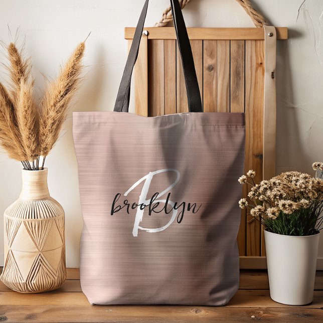 Bolsa Tote Monograma branco preto branco com Rosa de vidro Do (Criador carregado)